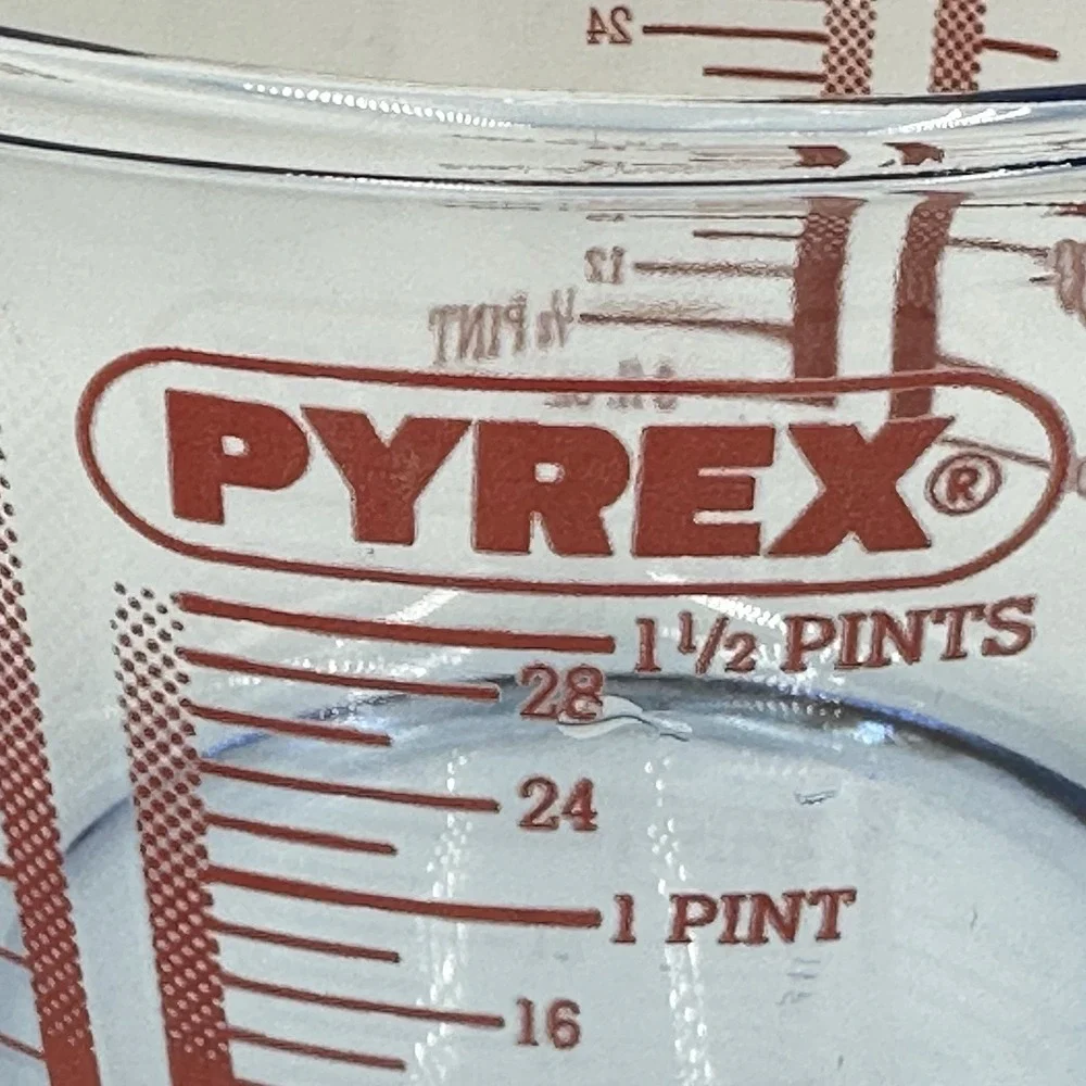 Vintage Blue PYREX Glass Measuring Cup 1 Litre 1.5 Pint Tinted Kitchenware 1970s